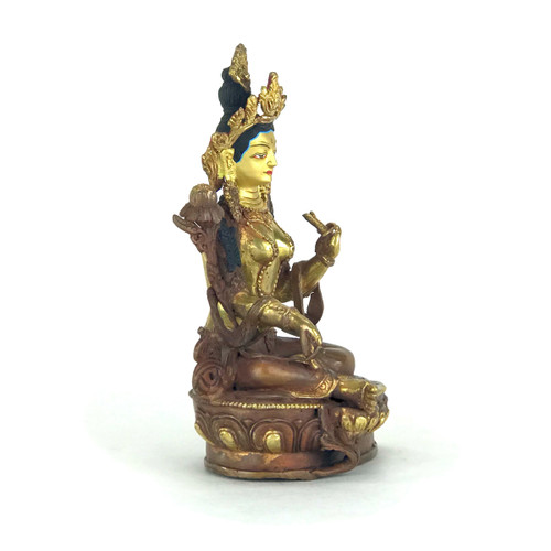 Gilded Gold/Bronze 9.5" Green Tara Nepalese Statue #st218
