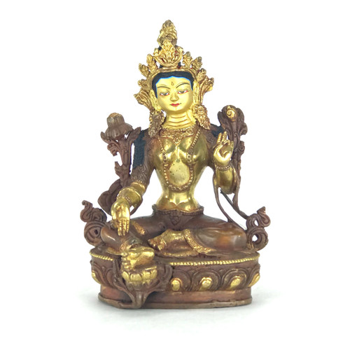 Gilded Gold/Bronze 9.5" Green Tara Nepalese Statue #st218