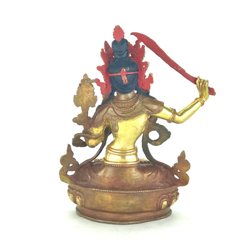 Gilded Gold/Bronze 8.5" Manjushri Nepalese Buddha Statue #st223