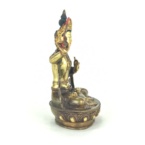 Gilded Gold/Bronze 8.5" Manjushri Nepalese Buddha Statue #st226