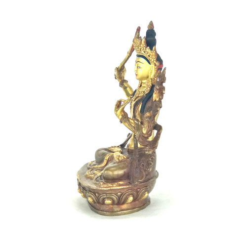 Gilded Gold/Bronze 8.5" Manjushri Nepalese Buddha Statue #st228