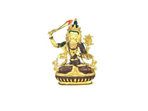 Gilded Gold/Bronze 8.5" Manjushri Nepalese Buddha Statue #st238