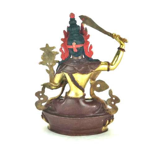 Gilded Gold/Bronze 8.5" Manjushri Nepalese Buddha Statue #st238