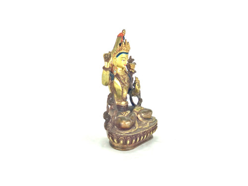 Gilded Gold/Bronze 8.5" Manjushri Nepalese Buddha Statue #st242