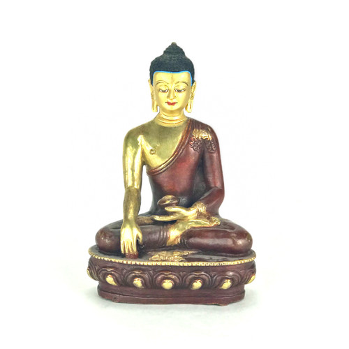 Gilded Gold/Bronze 8.5" Shakyamuni Nepalese Buddha Statue #st244