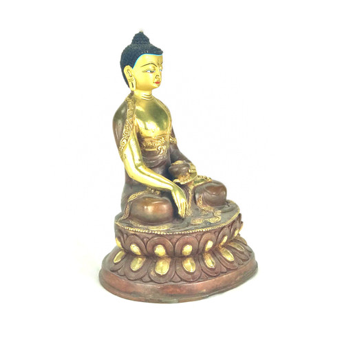 Gilded Gold/Bronze 8" Shakyamuni Nepalese Buddha Statue #st245