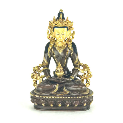 *Light Blemished Gilded Gold/Bronze 8.5" Amitabha Nepalese Buddha Statue #st256