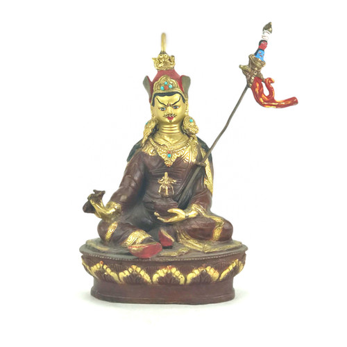 Gilded Gold/Bronze 8.5” Guru Rinpoche Nepalese Buddha Statue #st266