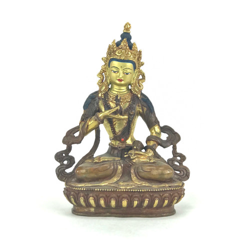 Gilded Gold/Bronze 8.5" Vajrasattva Nepalese Buddha Statue #st268