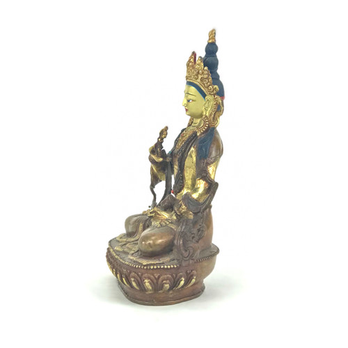 Gilded Gold/Bronze 8.5" Vajrasattva Nepalese Buddha Statue #st268