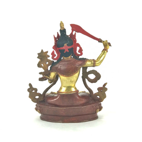 Gilded Gold/Bronze 8.5" Manjushri Nepalese Buddha Statue #st279