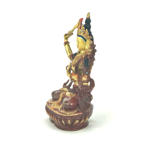Gilded Gold/Bronze 8.5" Manjushri Nepalese Buddha Statue #st281