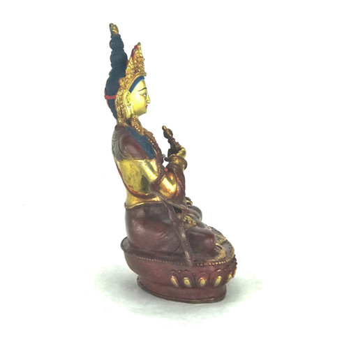 Gilded Gold/Bronze 8.5" Vajrasattva Nepalese Buddha Statue #st290