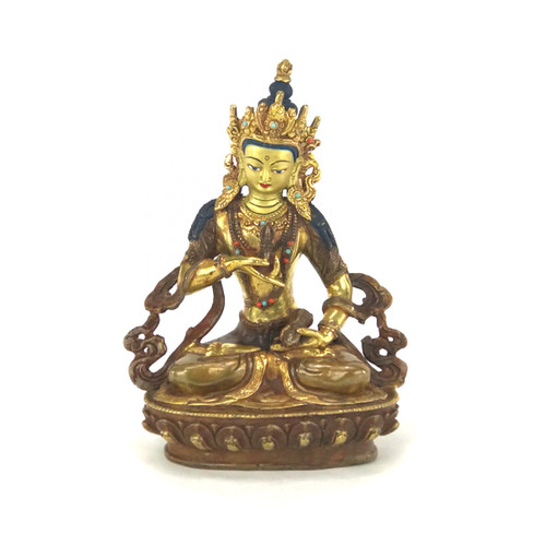 Gilded Gold/Bronze 8" Vajrasattva Nepalese Buddha Statue #st115