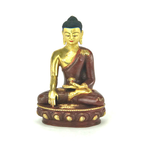 Gilded Gold/Bronze 7.5" Shakyamuni Nepalese Buddha Statue #st125