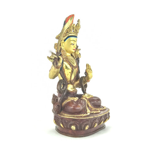 Gilded Gold/Bronze 8" Manjushri Nepalese Buddha Statue #st132