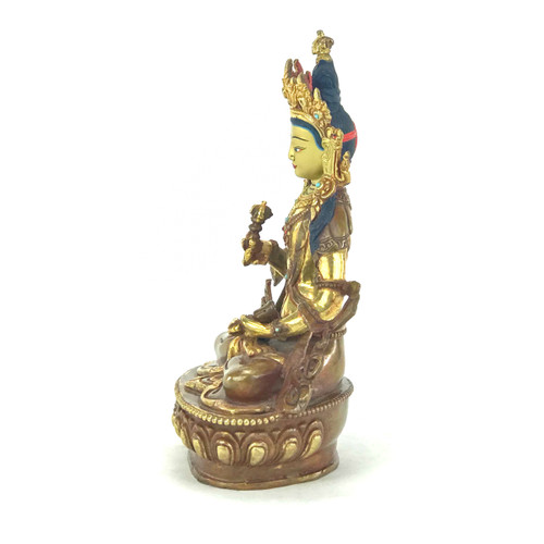 Gilded Gold/Bronze 8.5" Vajrasattva Nepalese Buddha Statue #st127