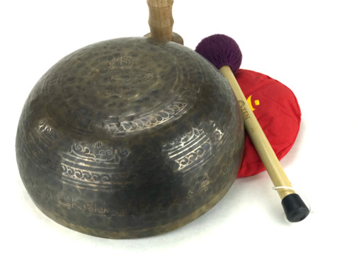 17.25" A#/F Note Etched Himalayan Singing Bowl #a71140118