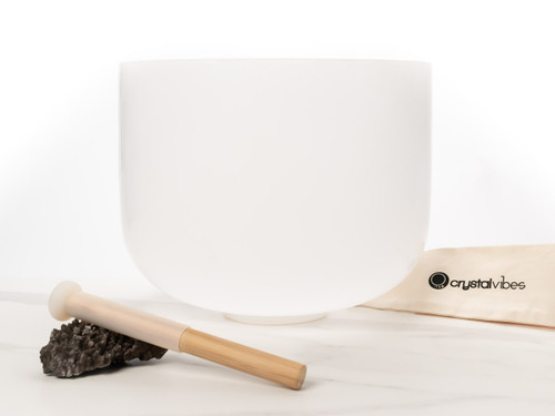 14" G# Note 440Hz Perfect Pitch Frosted Crystal Singing Bowl Crystal Vibes  #cvf14gsm10-3