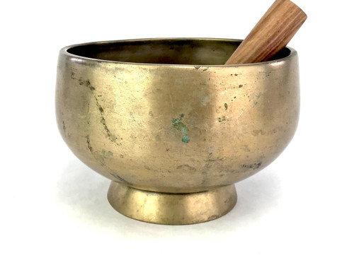 6.75" E/A# Note Antique Naga Pedestal Himalayan Singing Bowl #e9900221 *Slight buzz discounted