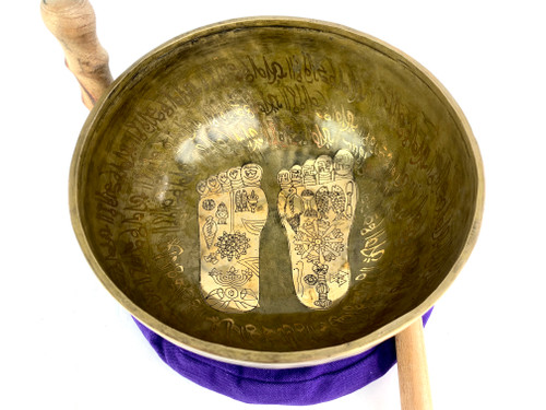 9.75" D/G# Note Etched Golden "Baby footie" Himalayan Singing Bowl #d16950321