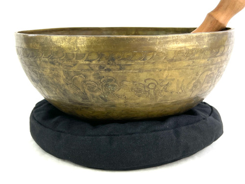 11.25" G/C# Note Etched Golden Buddha Himalayan Singing Bowl #g24300222