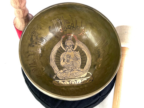 7" G#/D# Note Etched Golden Buddha Himalayan Singing Bowl #g8900322x