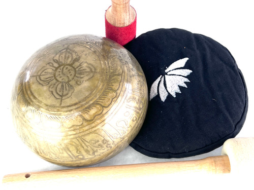 7" G#/D# Note Etched Golden Buddha Himalayan Singing Bowl #g8900322x