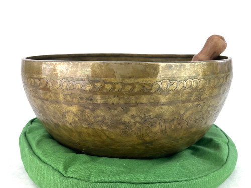 12" A/D# Note Golden Buddha Himalayan Singing Bowl #a29001022
