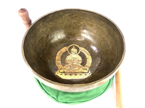 12" A/D# Note Golden Buddha Himalayan Singing Bowl #a29001022
