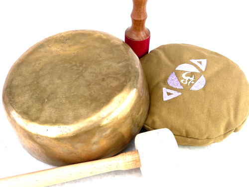8.5" D#/G Note Flat Bottom Himalayan Singing Bowl #d14700323