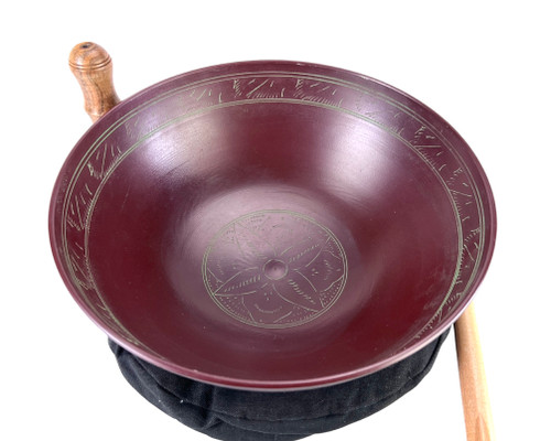 12.5" E Note Flat Cast Aluminum Himalayan Singing Bowl #e12600623