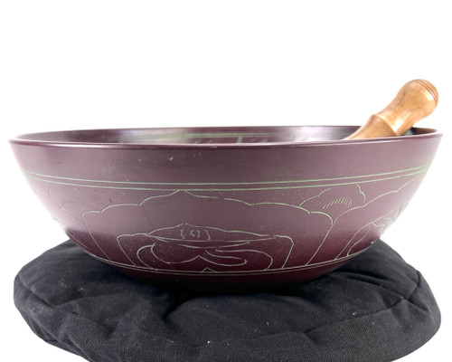 12.5" F Note Flat Cast Aluminum Himalayan Singing Bowl #f12900623