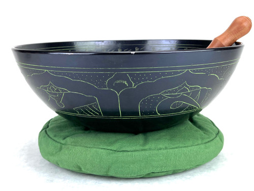 12.25" F Note Flat Cast Aluminum Himalayan Singing Bowl #f13501023