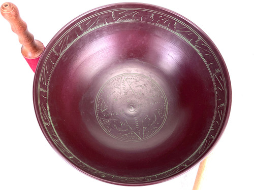 12.25" E Note Flat Cast Aluminum Himalayan Singing Bowl #e12221023