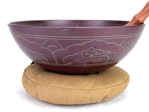 12.25" D# Note Flat Cast Aluminum Himalayan Singing Bowl #d12001023x
