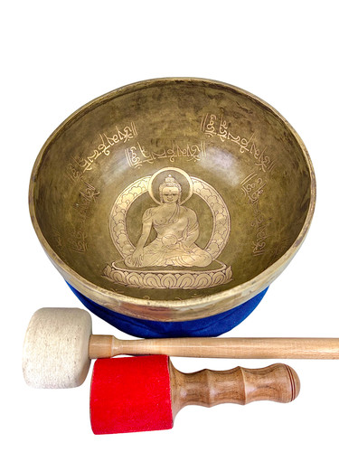 10" C#/G Note Etched Golden Buddha Himalayan Singing Bowl #c21301023 10" C#/G Note Etched Golden Buddha Himalayan Singing Bowl #c21301023
