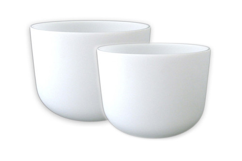 9-13" 2-Note Octave Harmony 432Hz Perfect Pitch Crystal Vibes  Frosted Crystal Singing Bowl Pair #octset-003