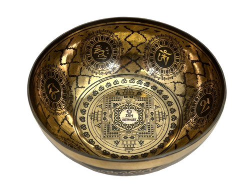 8.5" C#/F# Note Premium Etched Singing Bowl Zen Himalayan Pro Series #c12200324
