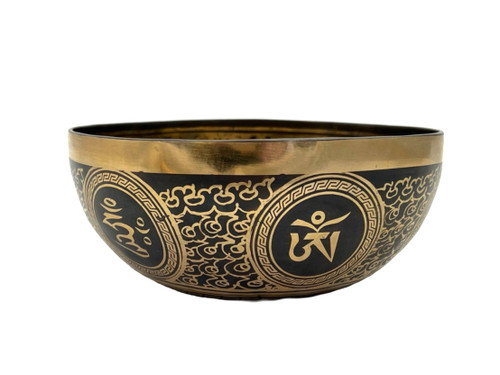 8.5" C#/F# Note Premium Etched Singing Bowl Zen Himalayan Pro Series #c12200324