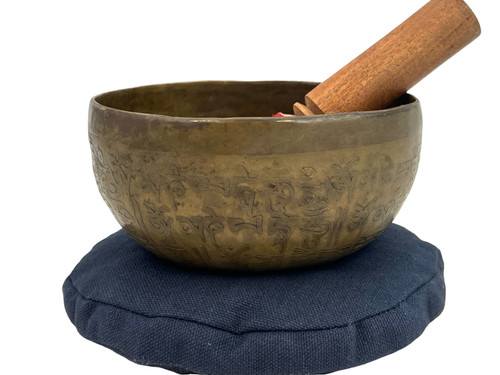 5.5" F#/C Note Etched Golden Buddha Himalayan Singing Bowl #f5451122