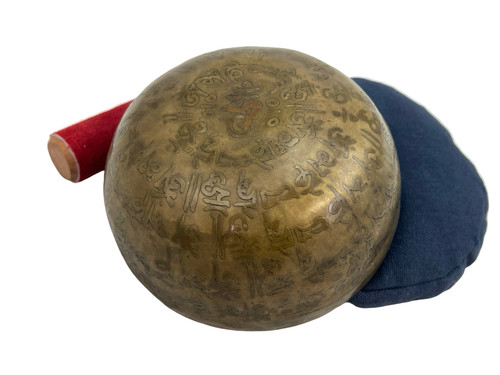 5.5" F#/C Note Etched Golden Buddha Himalayan Singing Bowl #f5451122