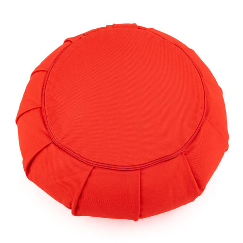 Red Om Zafu with Buckwheat Fill Meditation Cushion