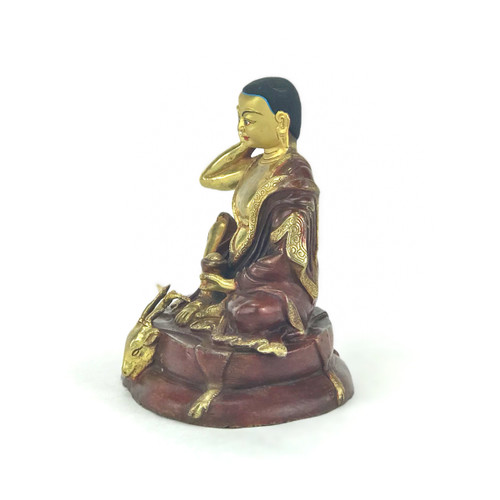 Gilded Gold/Bronze 6” Guru Milarepa Nepalese Buddha Statue #st270