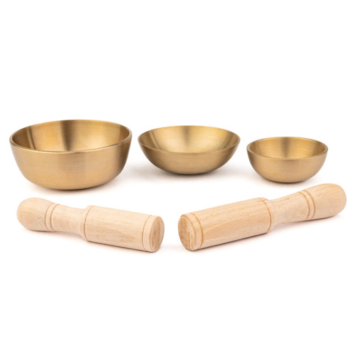 Zen Singing Bowls 3-Bowl Mini Cast Travel Set