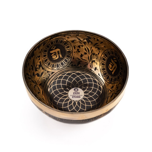 5.75" A/D# Note Etched Tree Singing Bowl Zen Himalayan Pro Series #a5100525