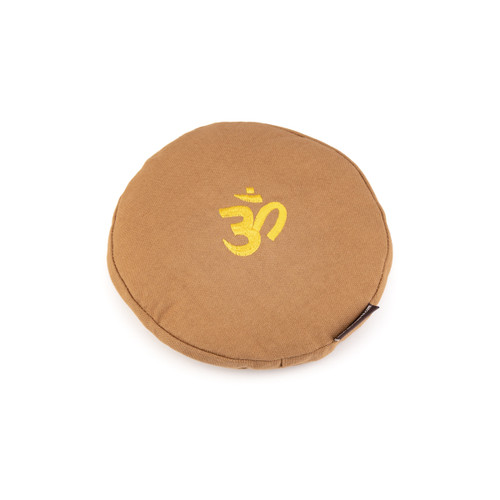 Large Sandstone Khaki Singing Bowl Cushion With Om Symbol #Lkhakiomcushion