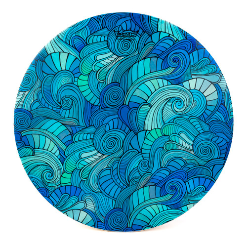 16" Blue and Green Rhythmic Swirl White Buffalo Drum