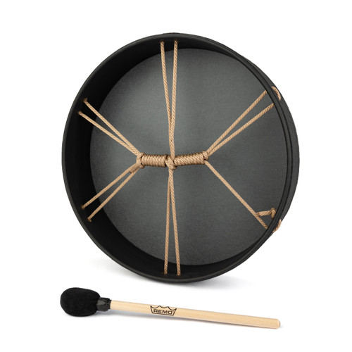 16" Blue Om Sanskrit Black Buffalo Drum