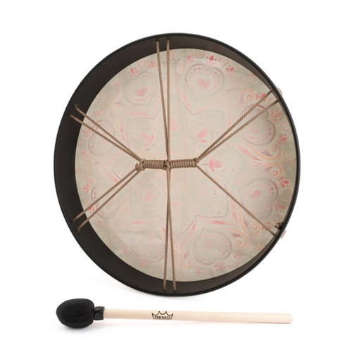 *Blemished* 22" Red Heart Mandala White Buffalo Drum #blem22whiteredheartmandala2